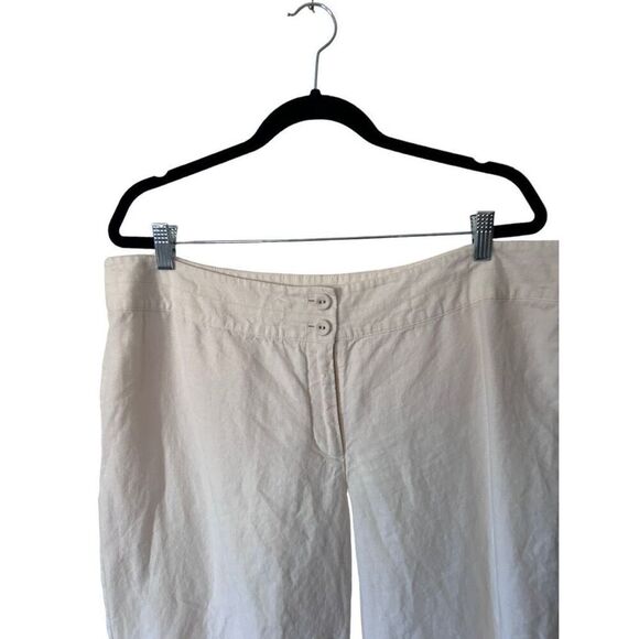 J. Jill Cream Linen Button Zip Fly Wide Leg Beachy Coastal Pants Size 18 Summer - Picture 3 of 16